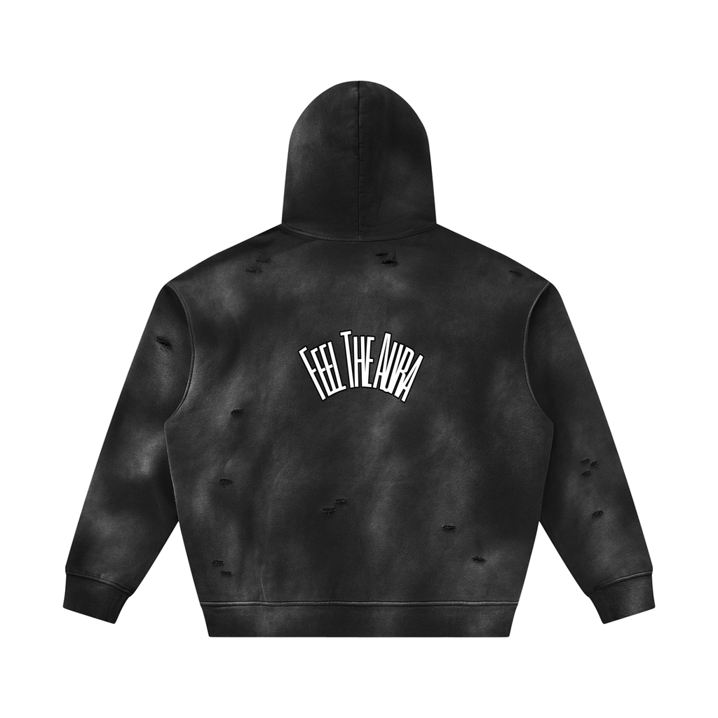 Auralyse|AuraField Sunfade Frayed Fleece Hoodie (Black)