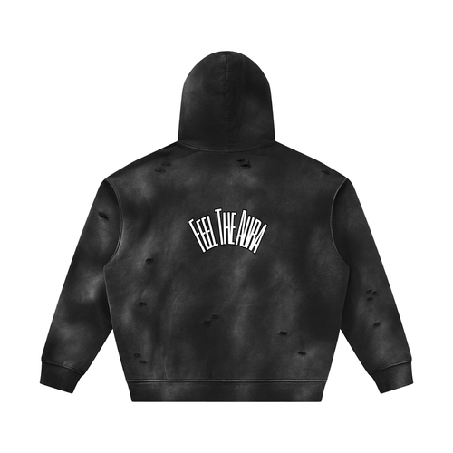 Auralyse|AuraField Sunfade Frayed Fleece Hoodie (Black)