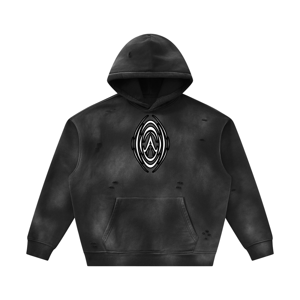 Auralyse|AuraField Sunfade Frayed Fleece Hoodie (Black)